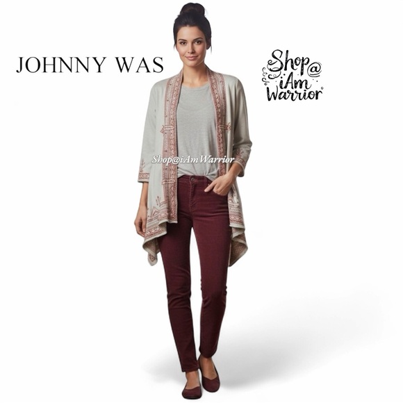 Johnny Was NWT cotton knit embroidered open kimono cardigan *shop@iamwarrior - Picture 1 of 10